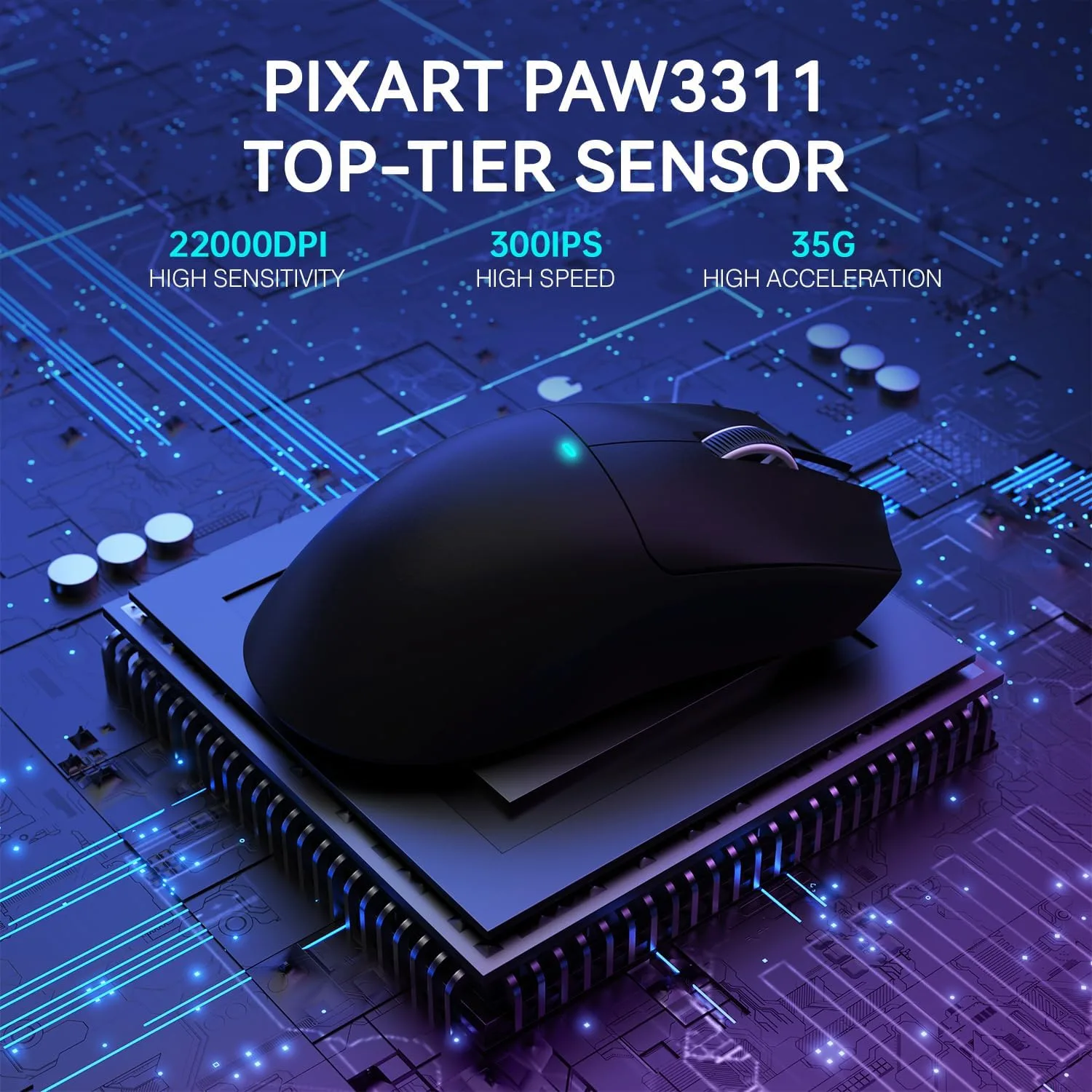 ATTACK SHARK X11 Wireless Gaming Mouse, PAW3311 Sensor, Lightweight, RGB Charging Dock, 22,000 DPI, Tri-Mode Connectivity, 5 Programmable Buttons - Black