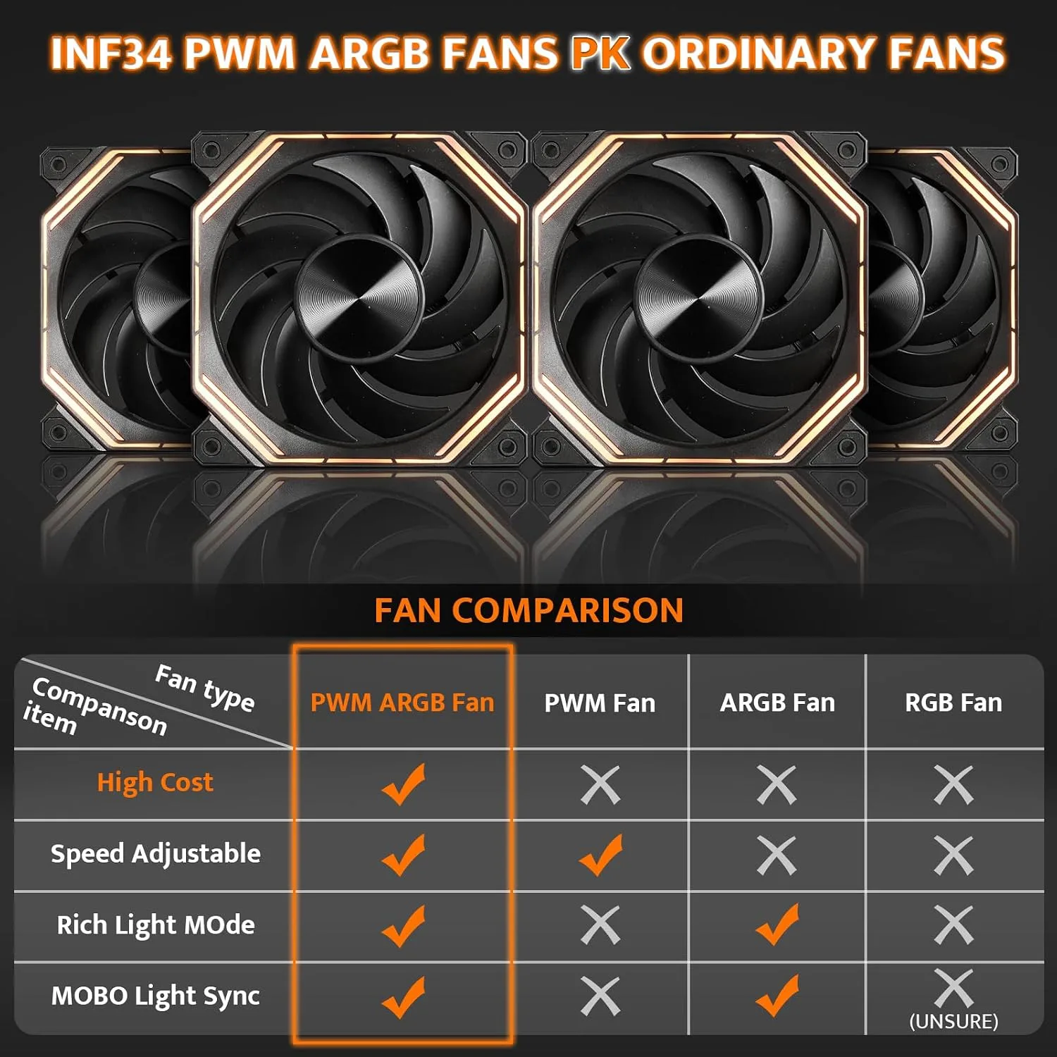 darkFlash DY470 Full-Tower ATX Gaming PC Case with 4 PWM ARGB Fans, Black