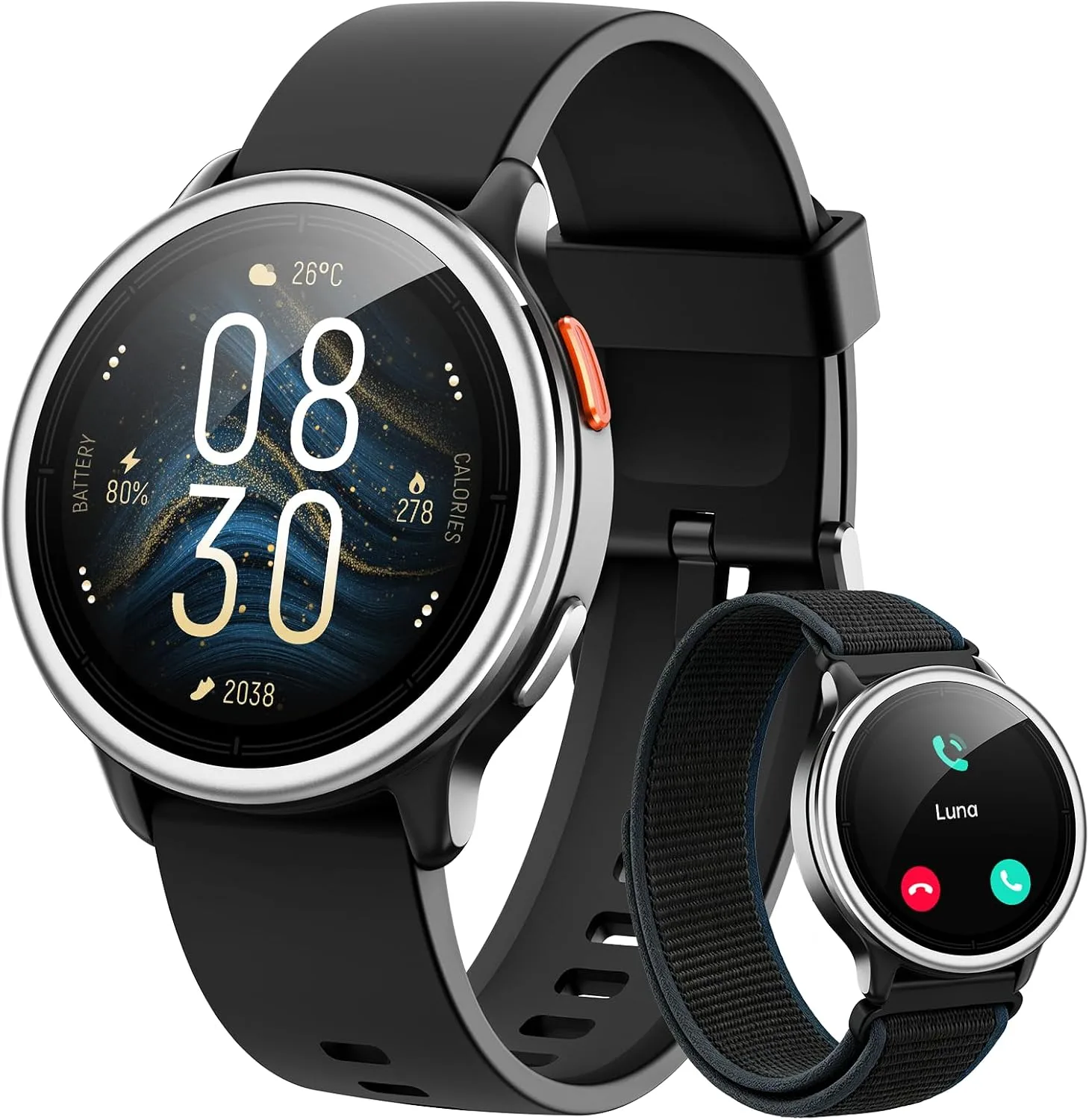 Smart Watch for Men Women, 1.27" HD Smartwatch (Answer/Make Calls), 2 Bands