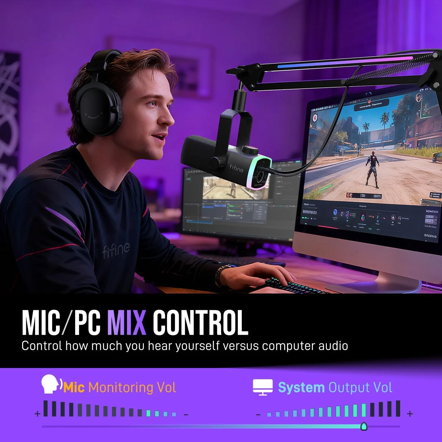 FIFINE AmpliGame AM8PROT Gaming Microphone Kit, XLR/USB Dynamic PC Mic
