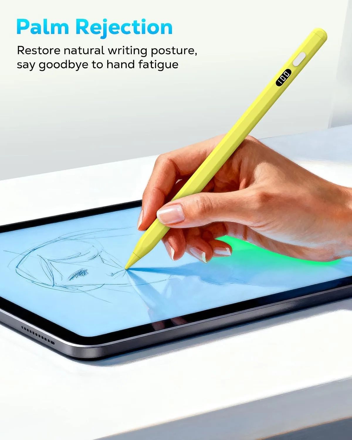 MoKo Stylus Pen for iPad 2018-2026, USB-C Charge Pencil with LED Display