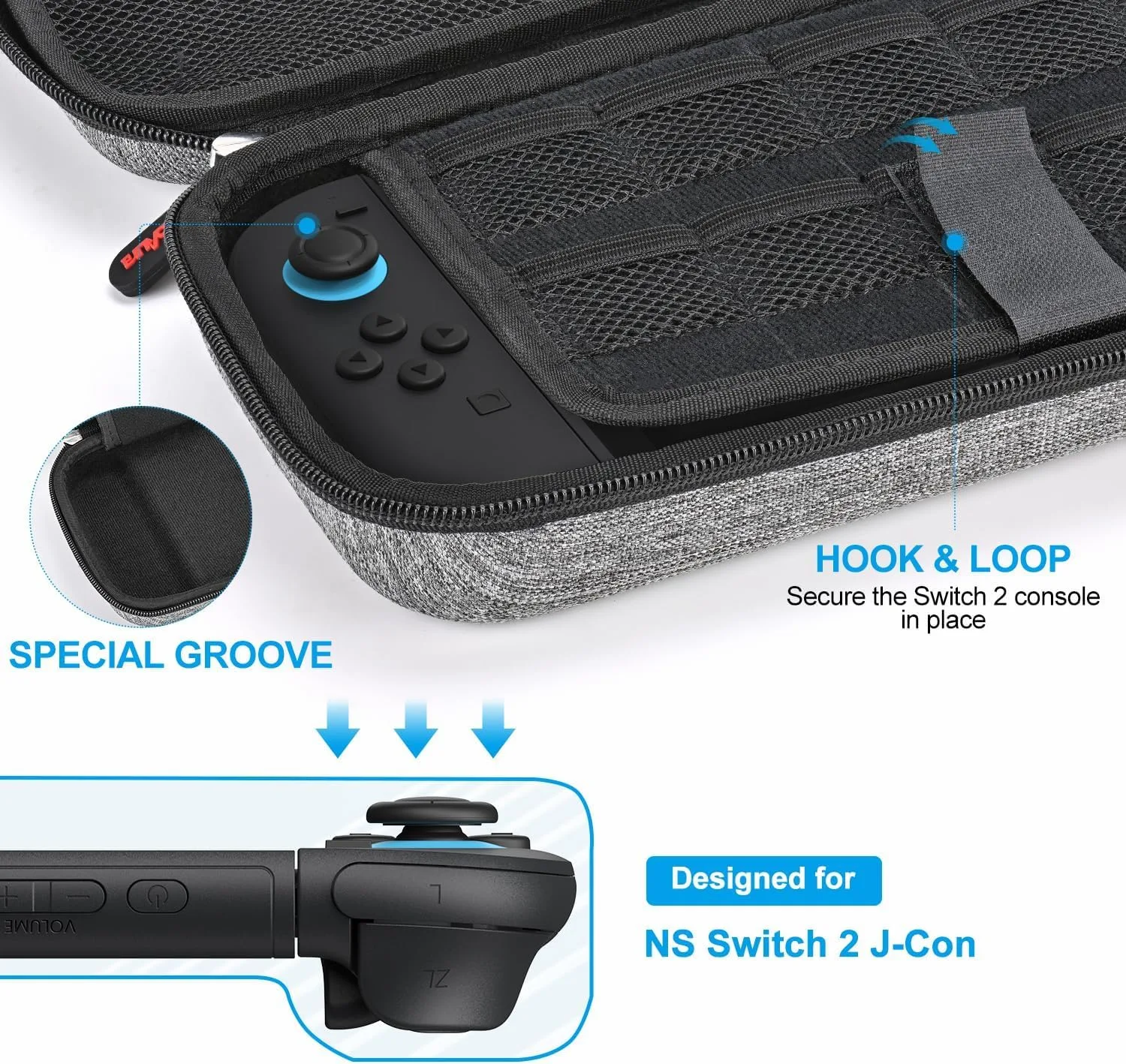 innoAura Switch 2 Carrying Case for NS Switch 2 (2025), with 9 Game Card Slots, Protective Travel Storage Case, Cute Pendant and Sticker, Gray