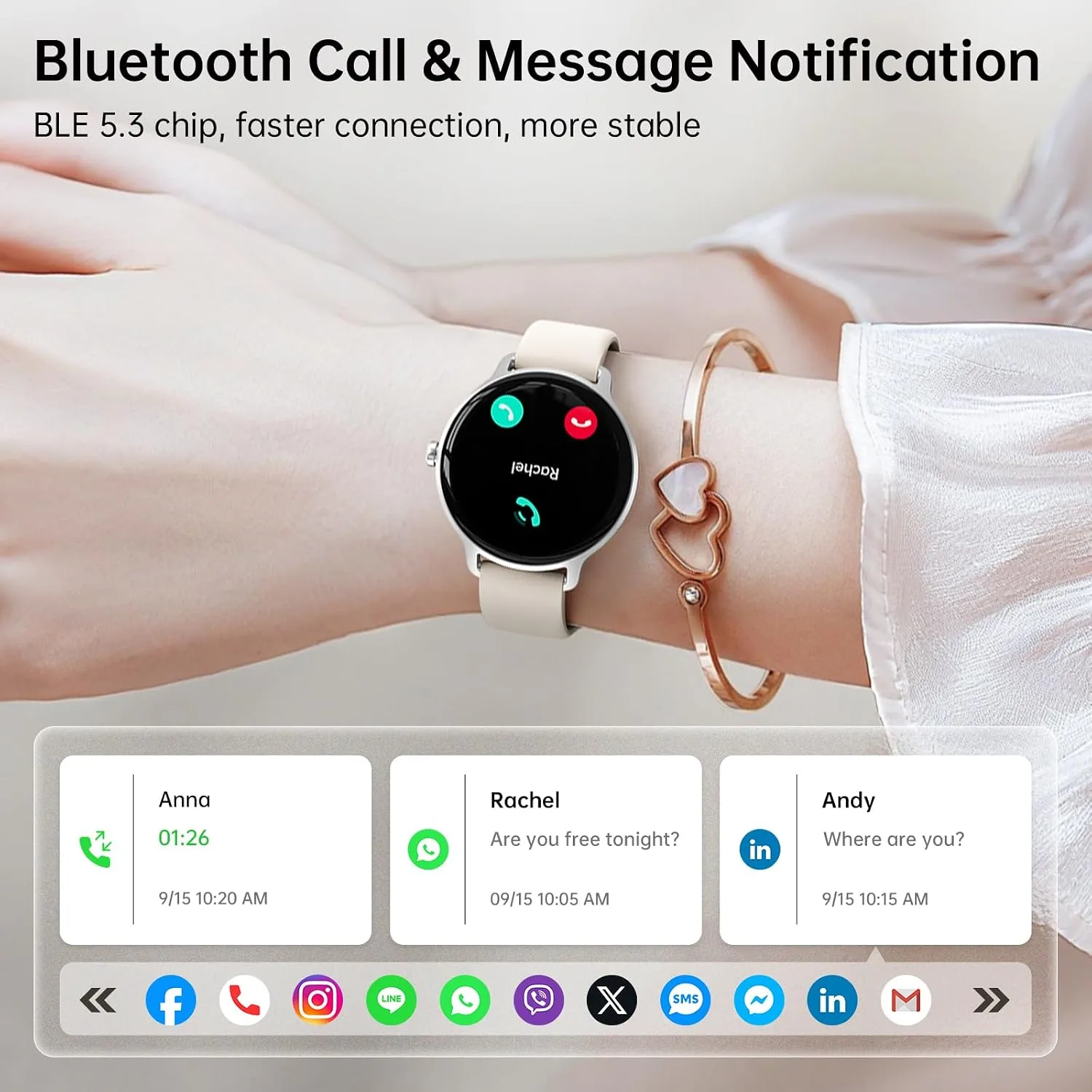 Smart Watch for Women, 1.27" AMOLED Screen Smartwatch with Answer/Make Call for iPhone/Android/Samsung, Fitness Tracker with 120+ Sport Modes, Heart Rate/Sleep/Health Monitor, IP68 Waterproof, 2 Bands