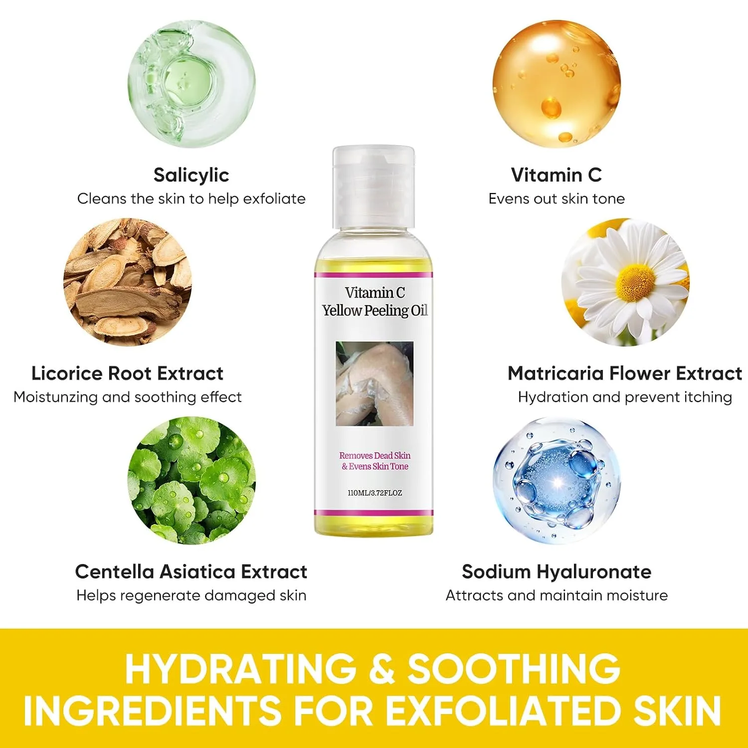 Vitamin C Yellow Peeling Oil Chemical Peel at Home Body Exfoliant 3.72 OZ