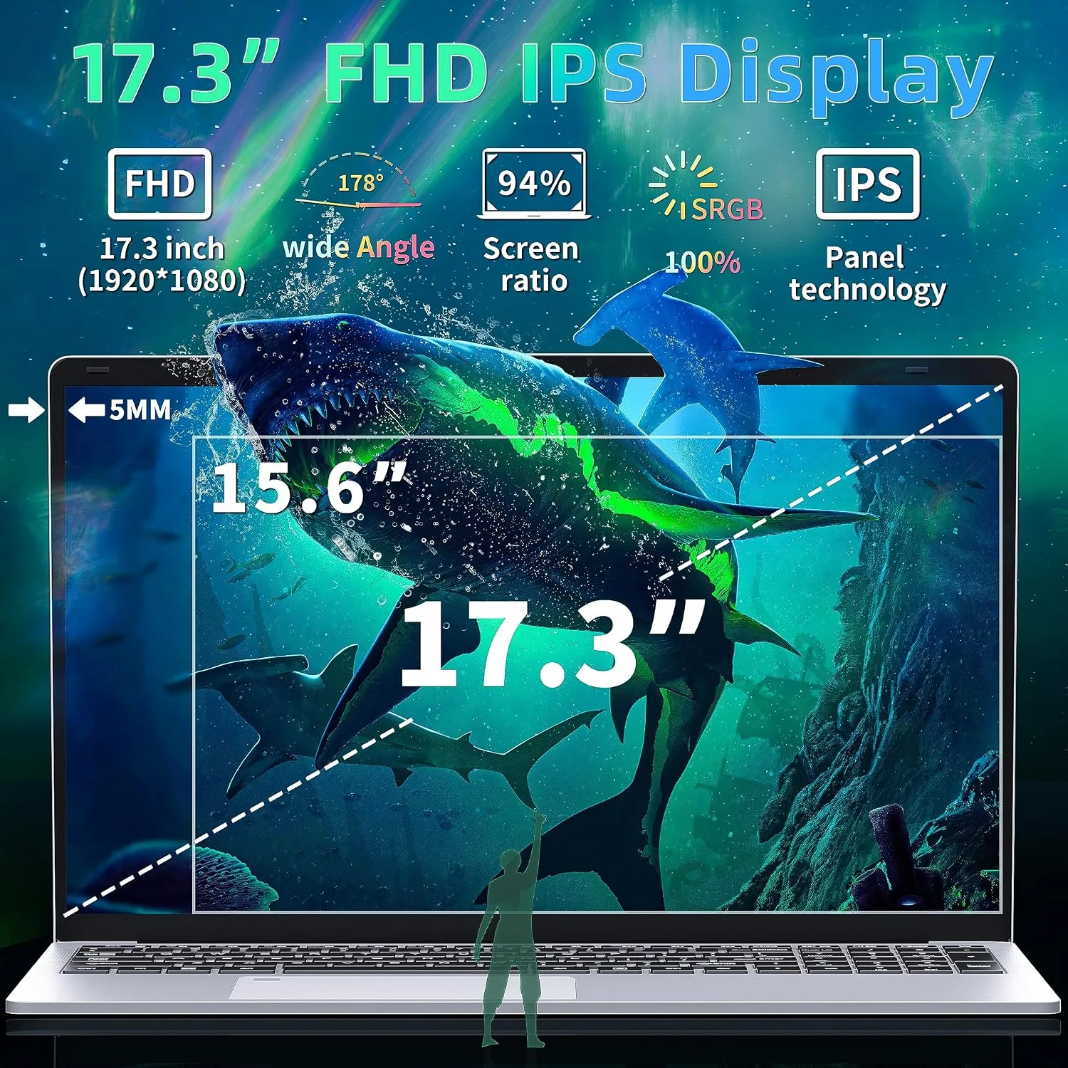 17.3" FHD IPS 6500Y Business Laptop Computer,Silver
