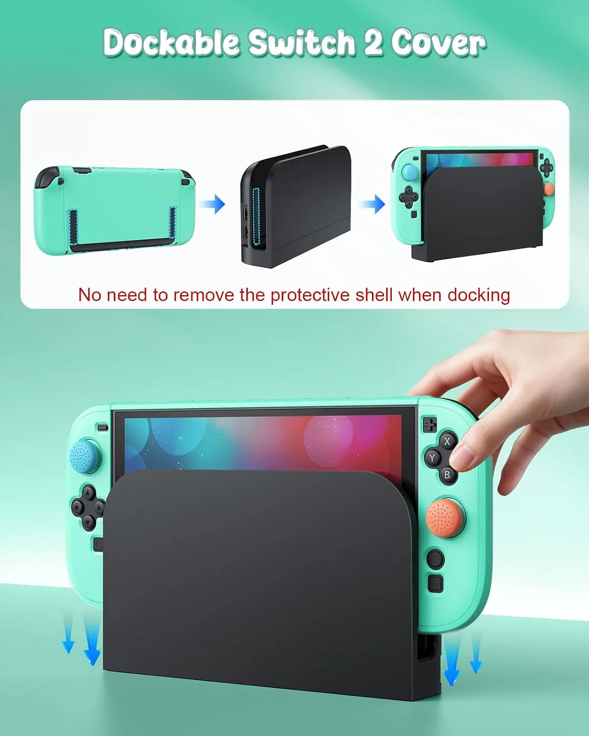 Switch 2 Cover Case&Screen Protector, FYOUNG Dockable Shell for Nintendo 2