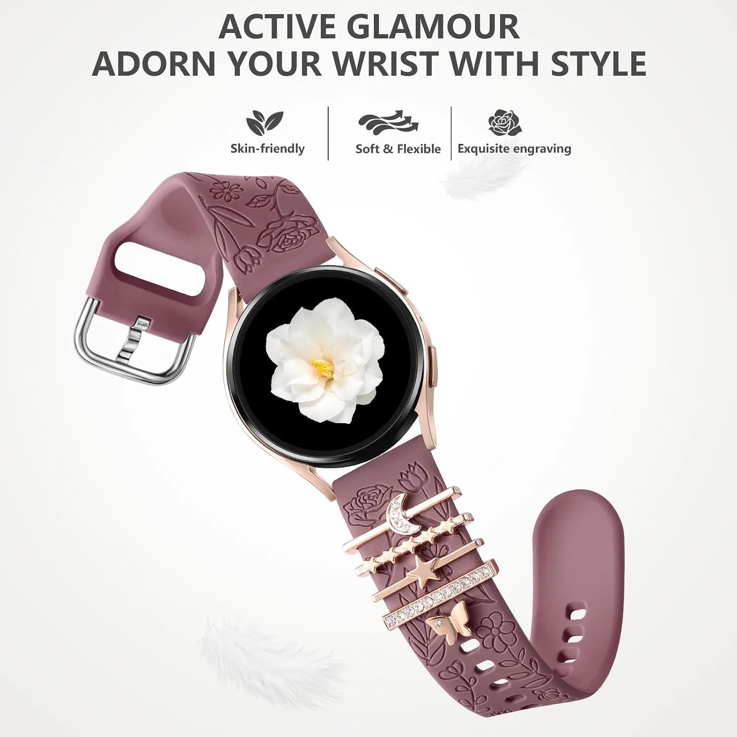 DaQin Flower Engraved Band Compatible with Samsung Galaxy Watch 7 Bands