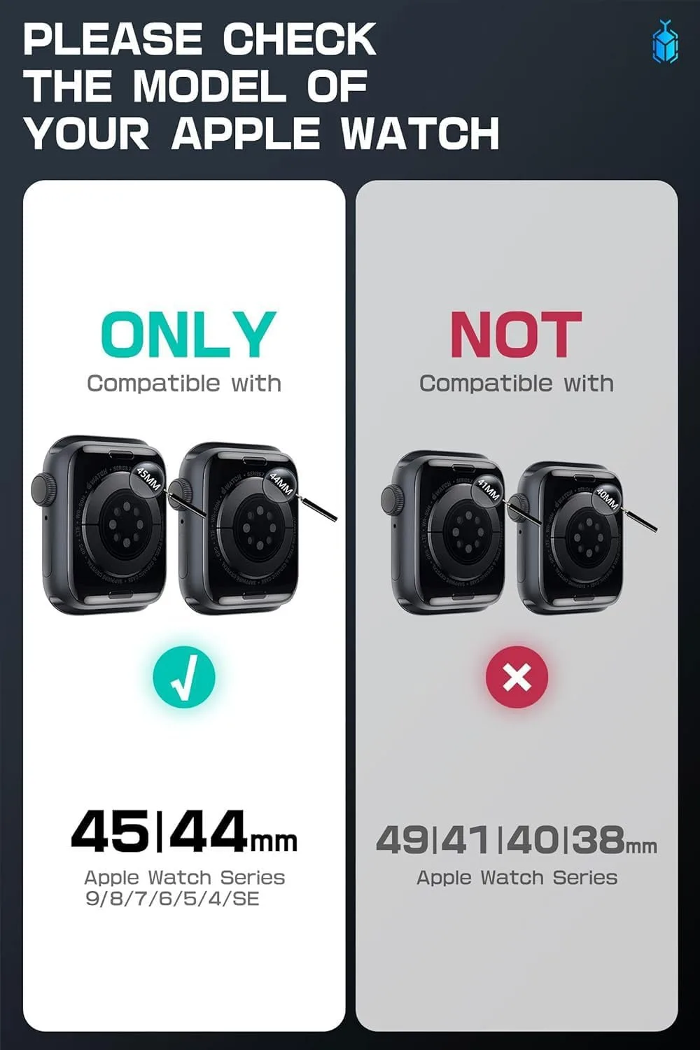 SUPCASE for Apple Watch 9/8/7/6/5/4/SE Case with Band 44mm/45mm FrostBlack