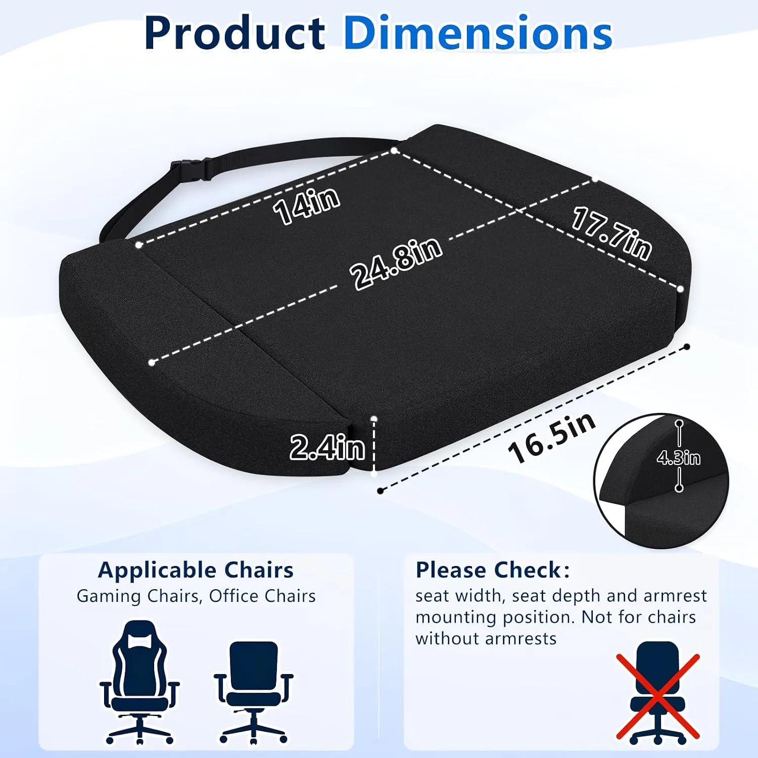 GOFORIT Gaming Chair Cushion , Dual-Layer Foam Office Seat Cushion
