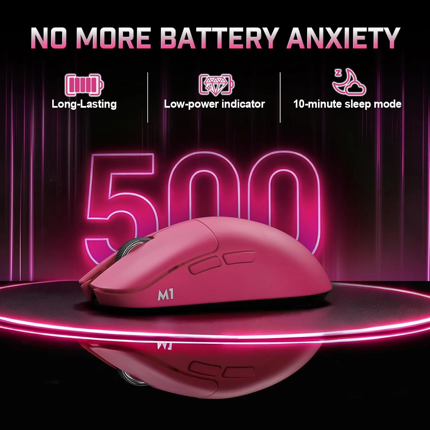 YUNZII M1 PAW3311 Sensor Wireless Gaming Mouse (Pink)