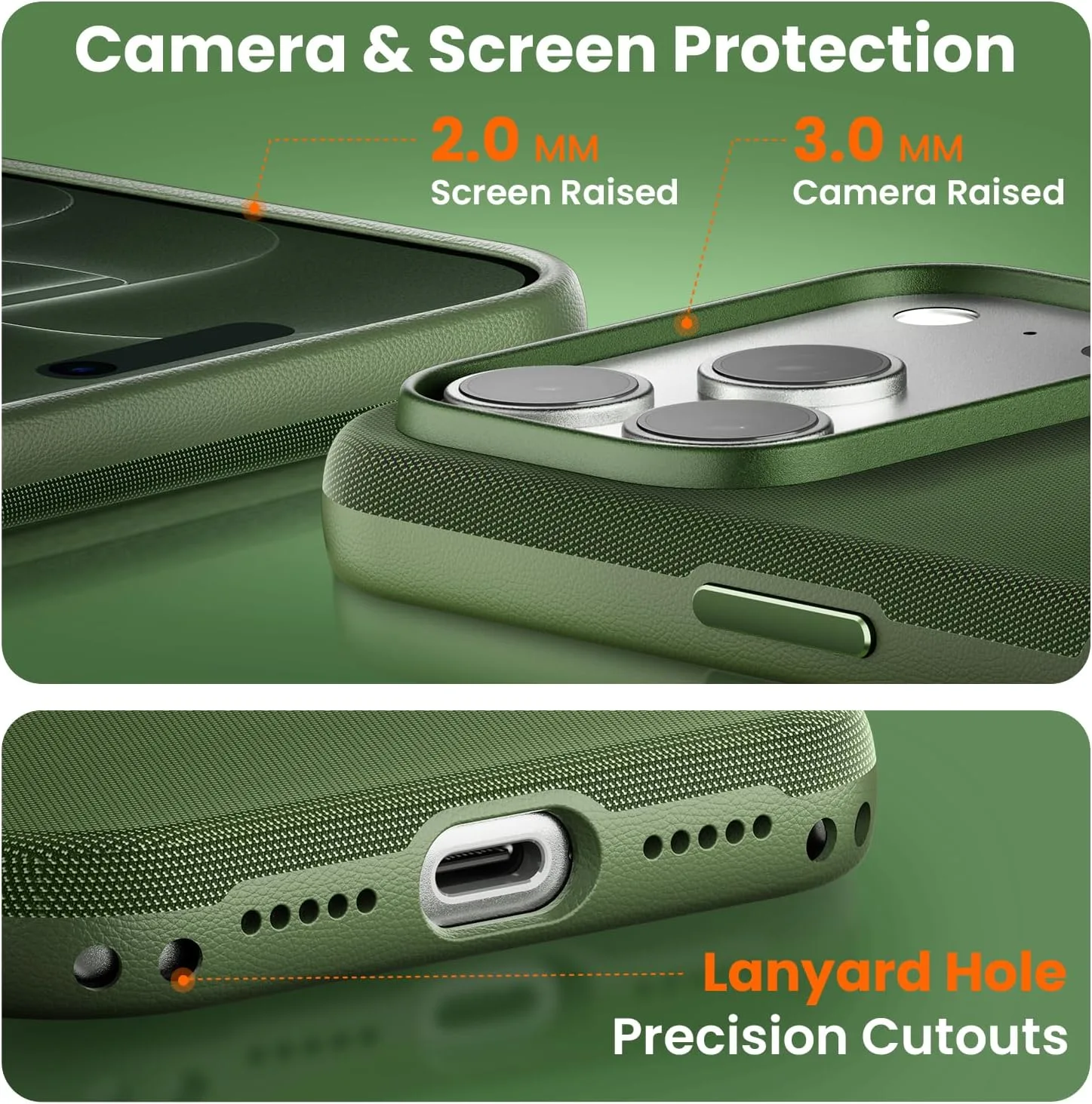 Mkeke for iPhone 18 Pro Case Techwoven Green