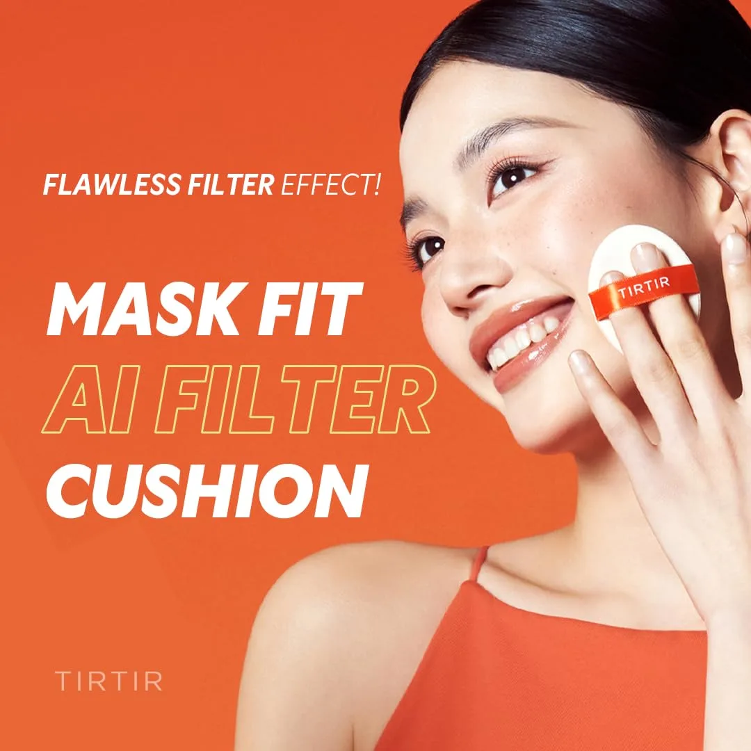 TIRTIR Mask Fit Ai Filter Cushion Foundation | AI-Like Semi-Matte Finish - Up to 72-Hour Medium to Full Coverage Korean BB Cushion Make up Beauty, #17N Vanilla, 0.63 Fl Oz