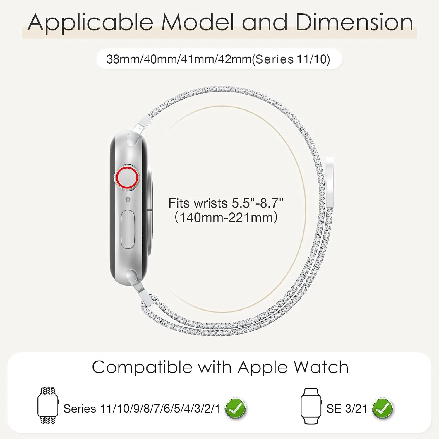 3 Pack Mesh Loop Compatible with Apple Watch Bands for Women Men