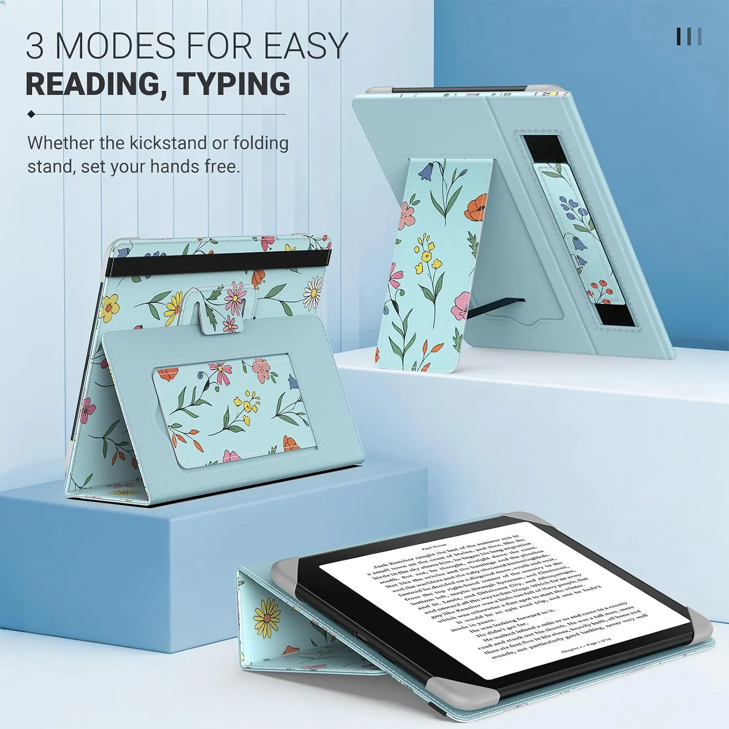 MoKo Universal Case for 6.8,7 Inch eReaders&Tablets,Blue Drawn