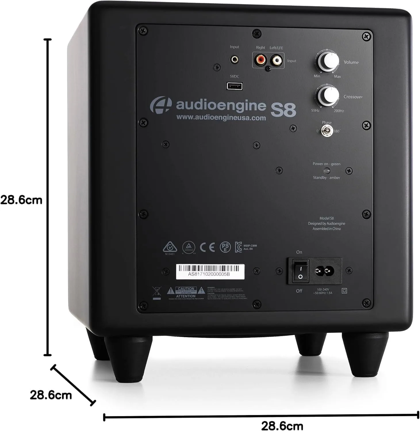 Audioengine S8 Powered Subwoofer – 250W Wireless-Ready 8-Inch Bass Speaker