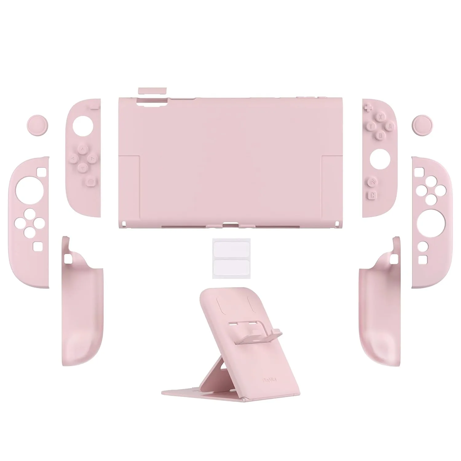 PlayVital Hard Case for Nintendo Switch 2 with Extra Stand & Thumb Grip Caps | Split Design, Dockable Protective Full-Body Shell Cover for Nintendo Switch 2 | Solid Color Series, Cherry Blossoms Pink