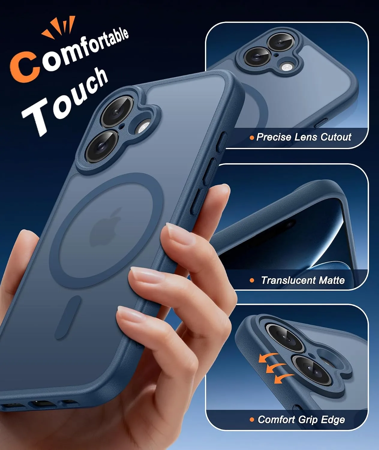 FNTCASE for iPhone 16 Case Fit for MagSafe Blue