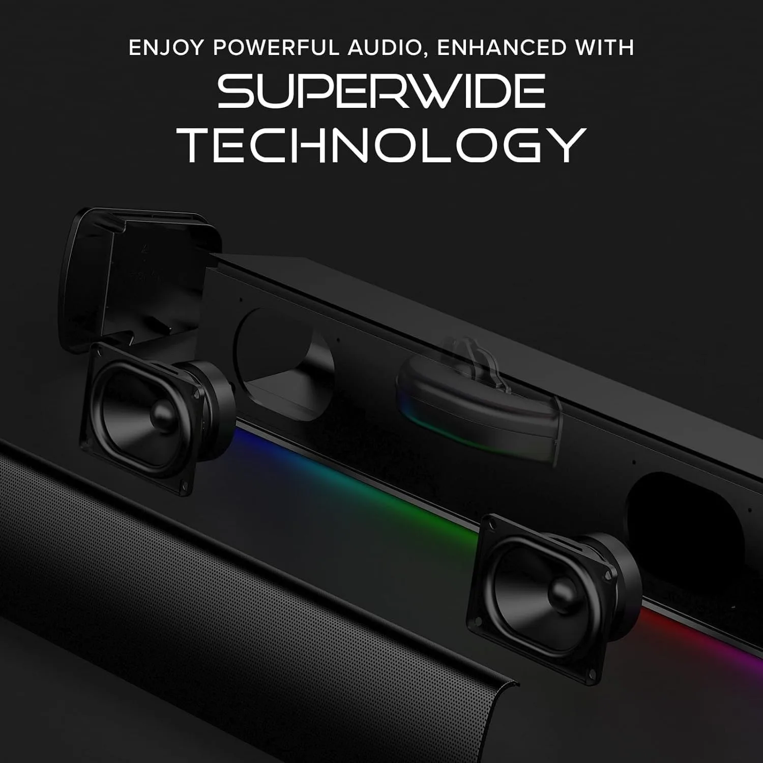 Creative Sound Blaster GS3 Compact RGB Gaming Soundbar, Superwide, Black