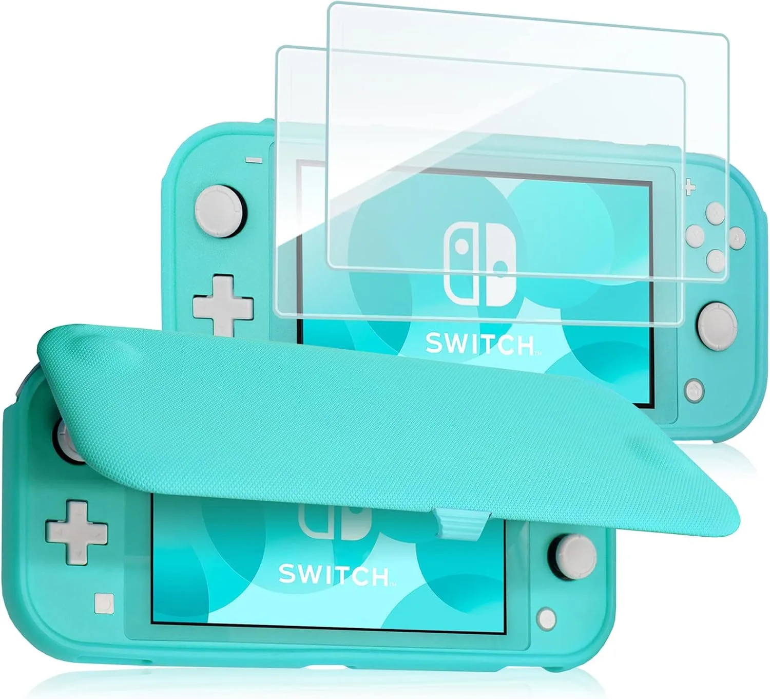 ProCase Flip Cover for Switch Lite with 2 Pack Screen Protectors, Turquoise