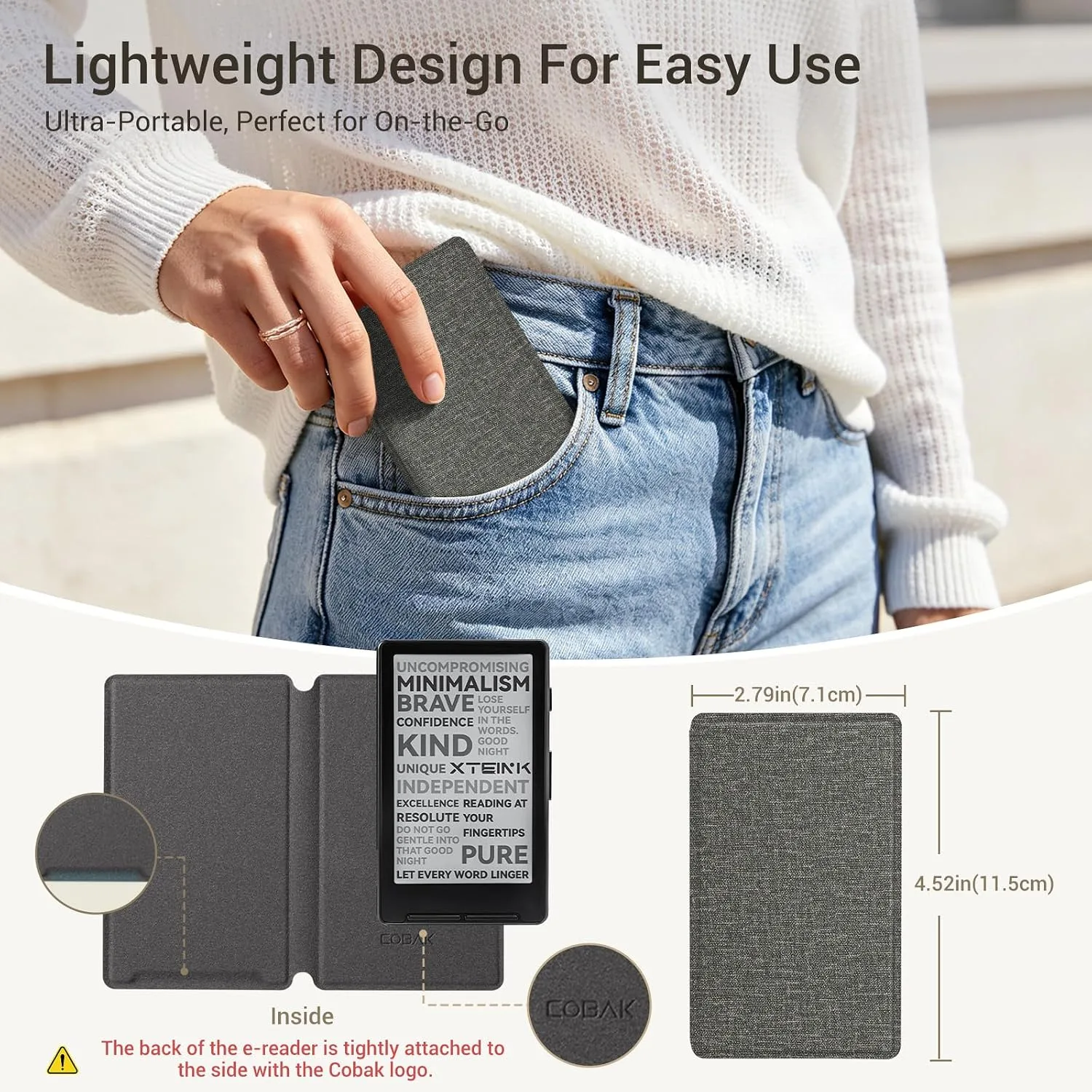 CoBak Magnetic Case for XTEINK X4, Ultra-Lightweight Protective Cover for Xteink X4 E-Reader, Secure Magnetic Attachment(Pattern Gray)