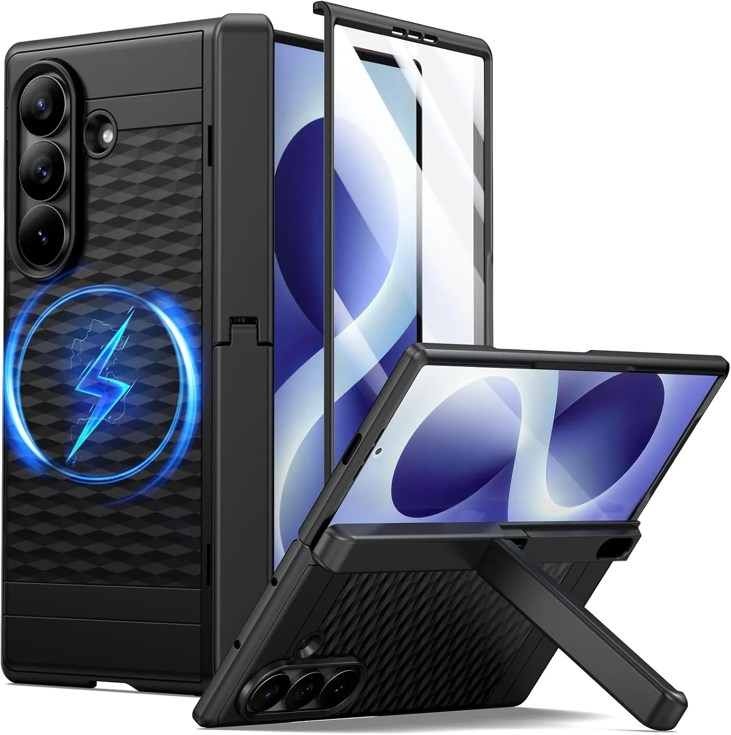 seacosmo for Samsung Galaxy Z Fold 8 Ultra Case with Stand Shockproof Black