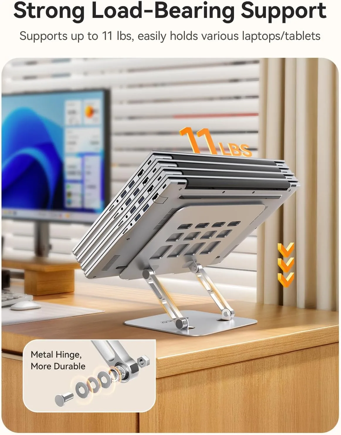 ORICO Ergonomic Laptop Stand for Desk, Height Adjustable Riser, ST11-Silver