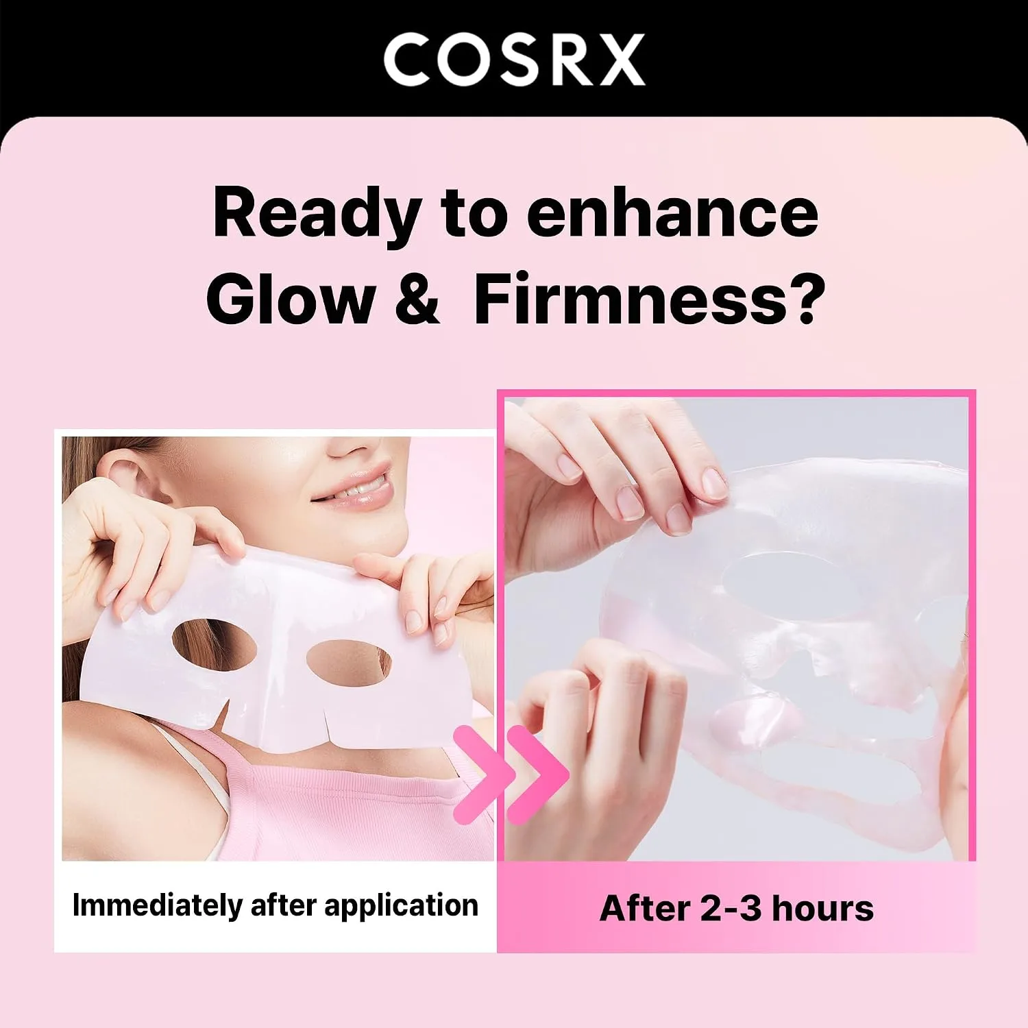 COSRX Pink Peptides Collagen Lifting Glow Hydrogel Face Masks 3 EA