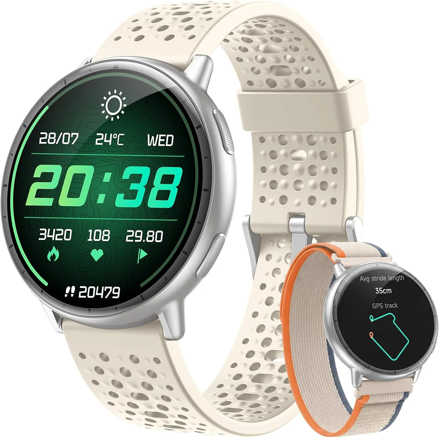 Smart Watch for Men Women,GPS Built-in,1.3" Ultra-bright AMOLED Display,SOS