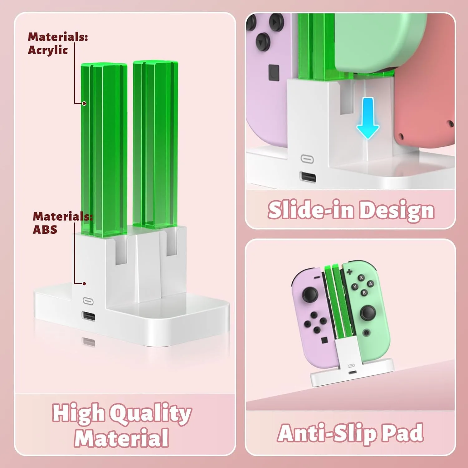 FASTSNAIL Switch Controller Charger for Nintendo Switch for JoyCons - White