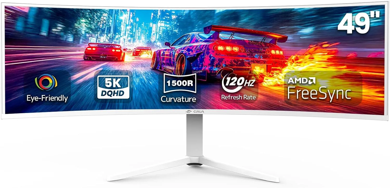 Monitor curvo para gaming Crua 49" DQHD 120Hz 1500R Blanco