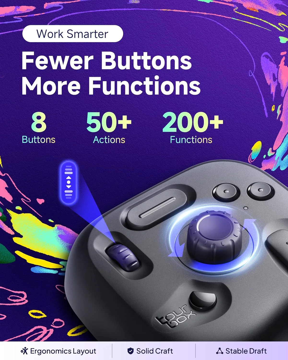 TourBox Lite Bluetooth Creative Controller, Custom Control, Wireless, Black