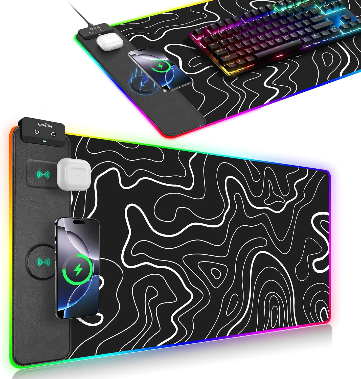 Wireless Charging Mouse Pad, RGB Gaming Mousepad, 31.5"x15.7" in