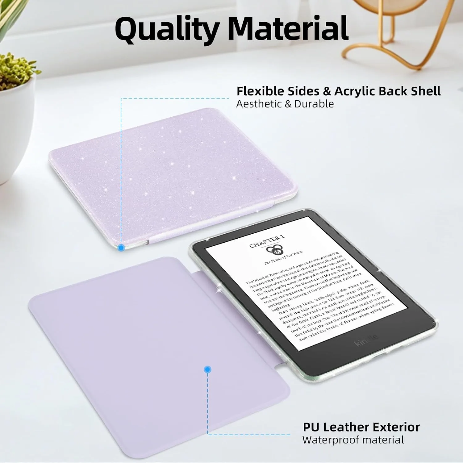 Glitter Case for 6" Kindle Basic 11th Gen 2024/2022,Glitter Purple