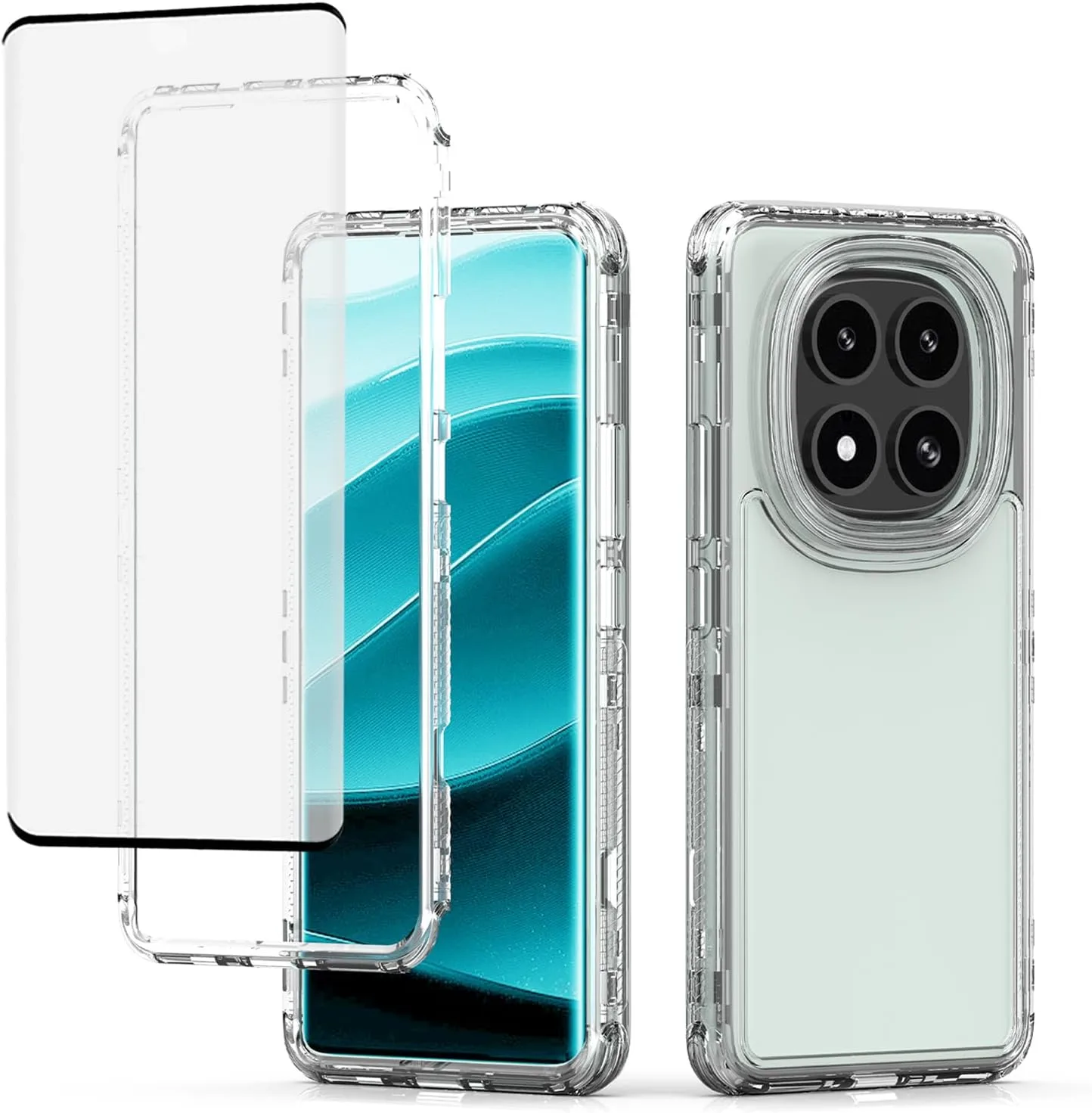Funda para Xiaomi Redmi Note 14 Pro Plus 5G y Redmi Note 14 Pro 4G con protector de pantalla de vidrio templado transparente