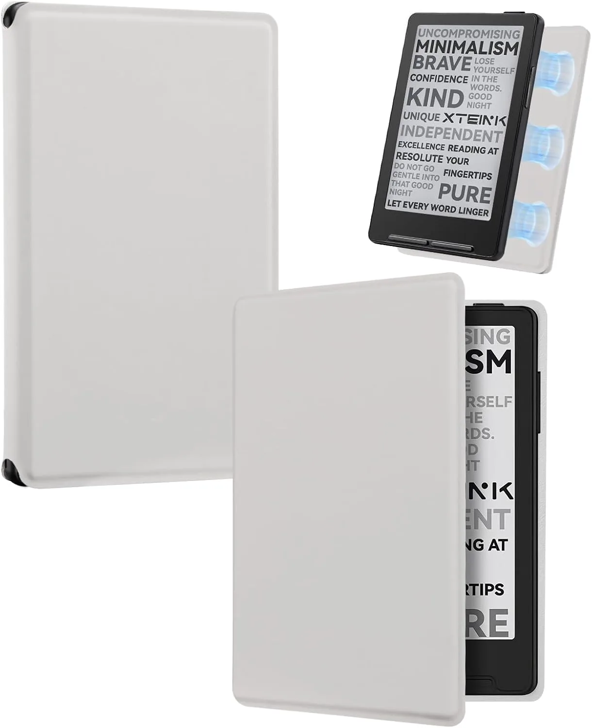 CoBak Magnetic Case for XTEINK X3 eBook Reader, 3.7" Ultra-Lightweight PU Leather Cover(Gray)