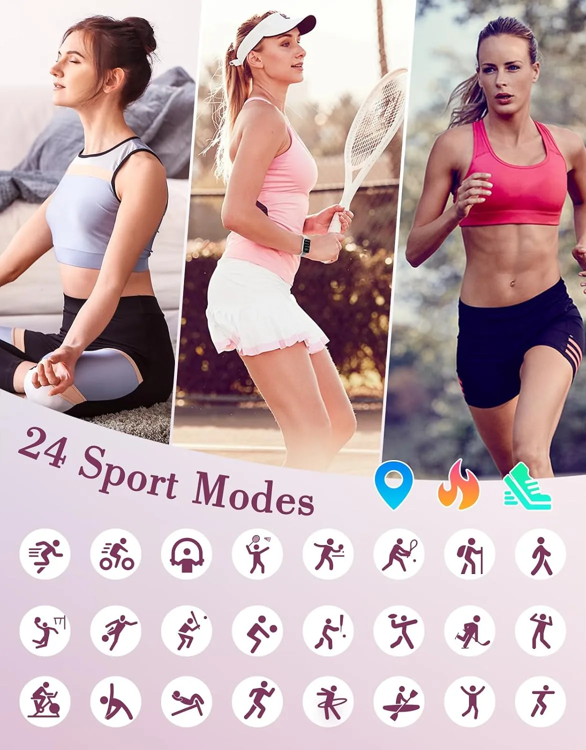 Fitness Watches for Women, LYNN2 Fitness Tracker with Heart Rate Monitor Blood Oxygen/Sleep Tracker Pedometer, Slim Step Tracker Watch for iOS/Android Phones Waterproof Gray