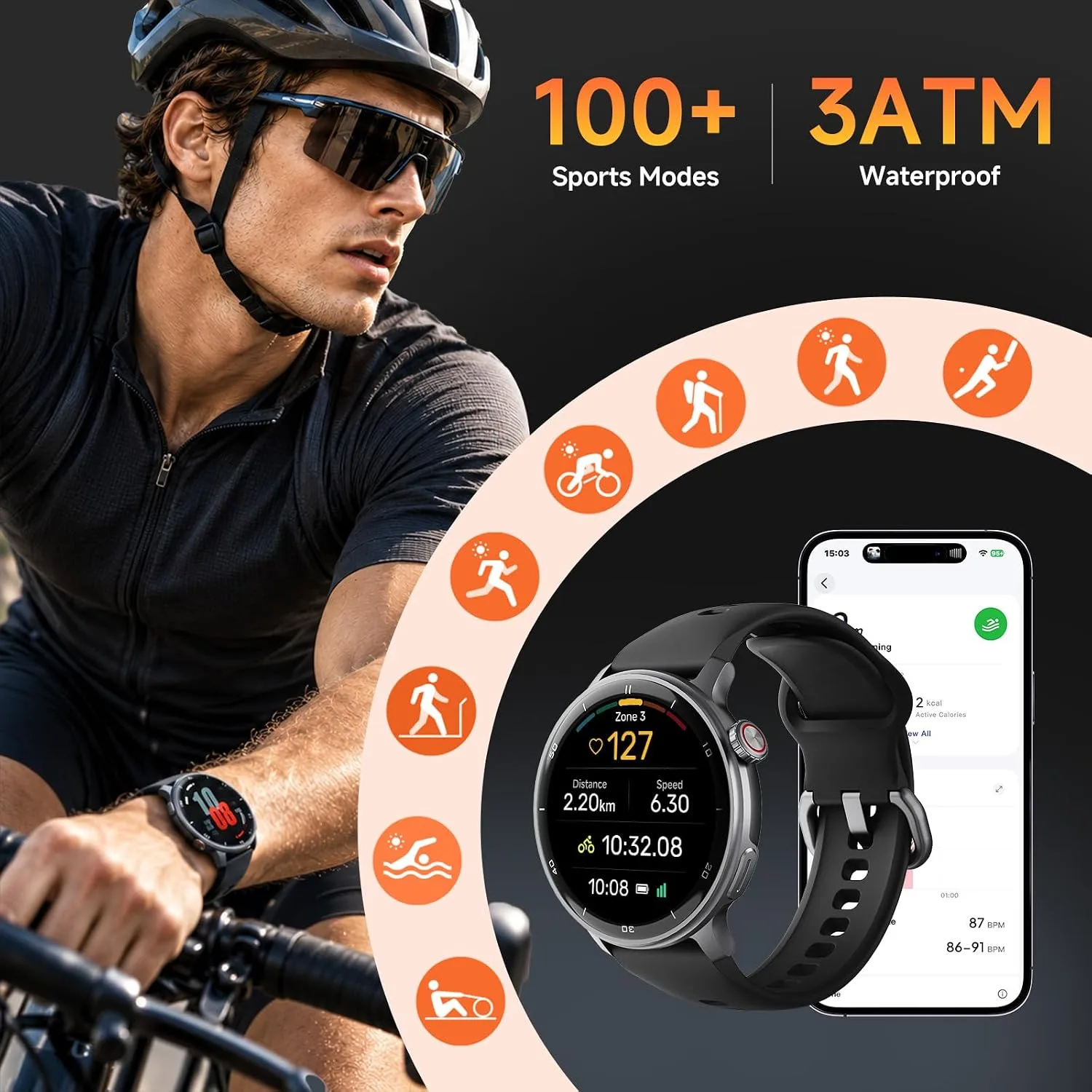 Smart Watches for Women Men Built-in GPS, 1.43" AMOLED HD Screen Smartwatch