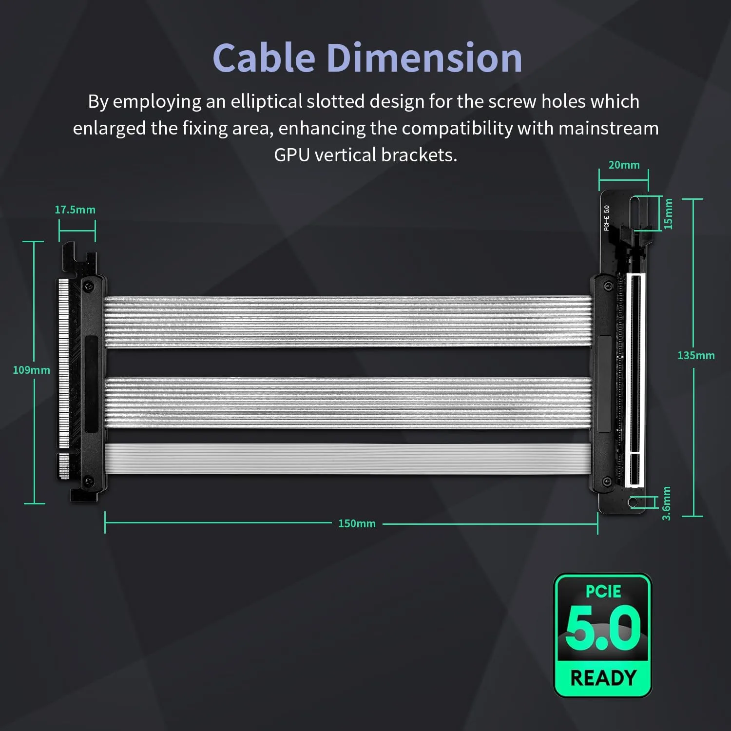 PCIE 5.0 Riser Cable with 3 Slots Vertical GPU Mount Bracket Kit, Gen 5 GPU Graphics Card Extension Cable, PCI-E 16X 128GB/s Compatible with PCIE 4.0 and WRX80/ 90E, RTX4090/ 5090/ RX7900XTX, 300mm