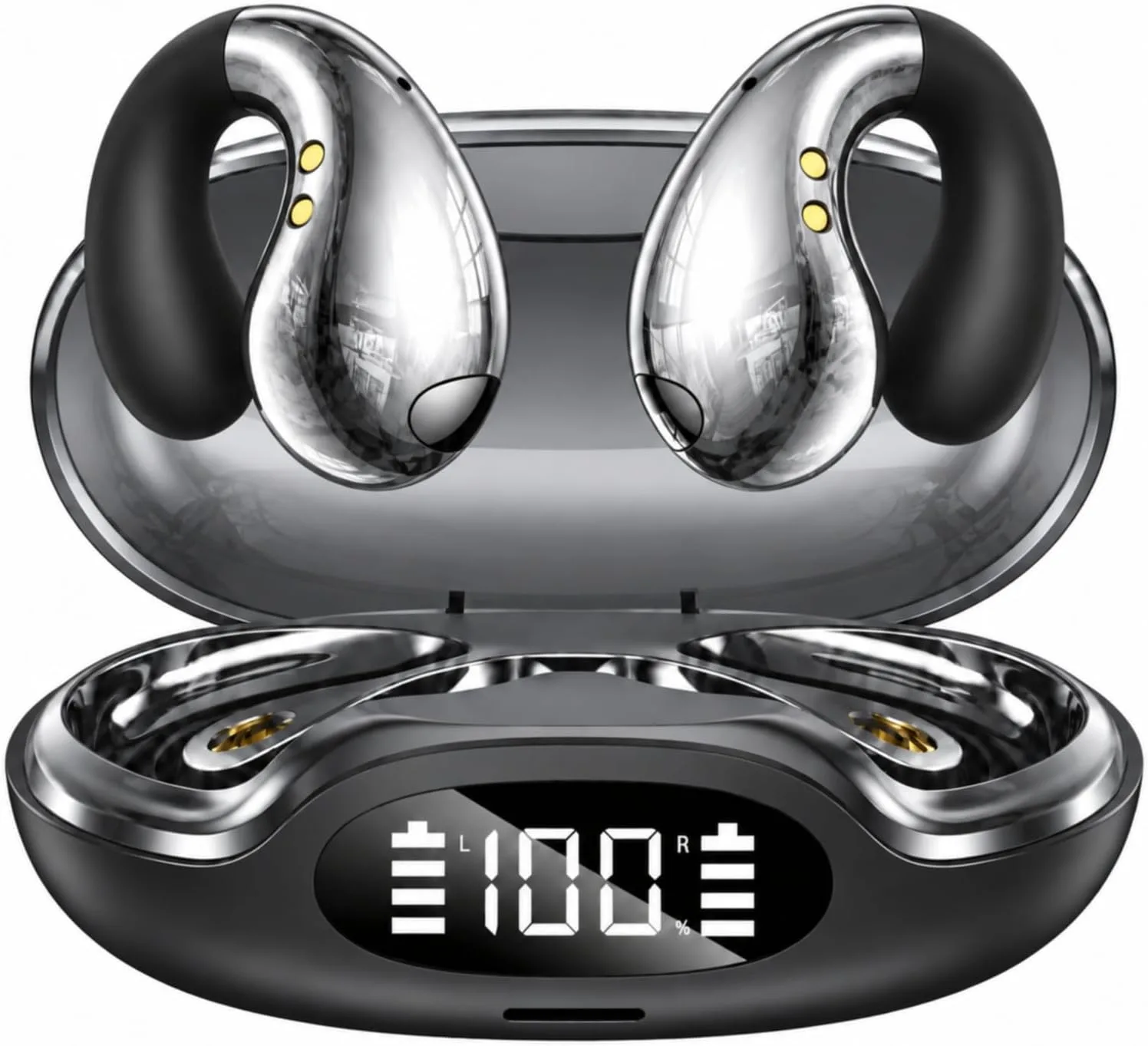 Ultra Open Ear Earbuds, Ergonomic Clip On Headphones for Running & Workouts
