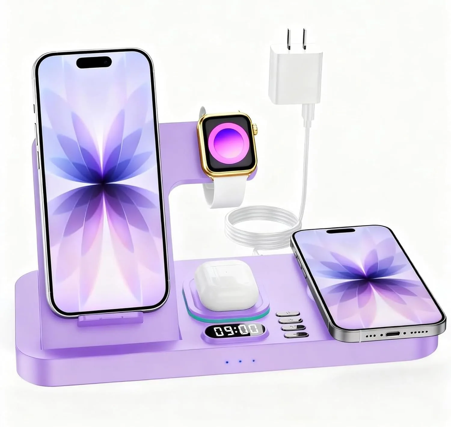 Estación de carga inalámbrica plegable Feiltik para dos teléfonos Apple