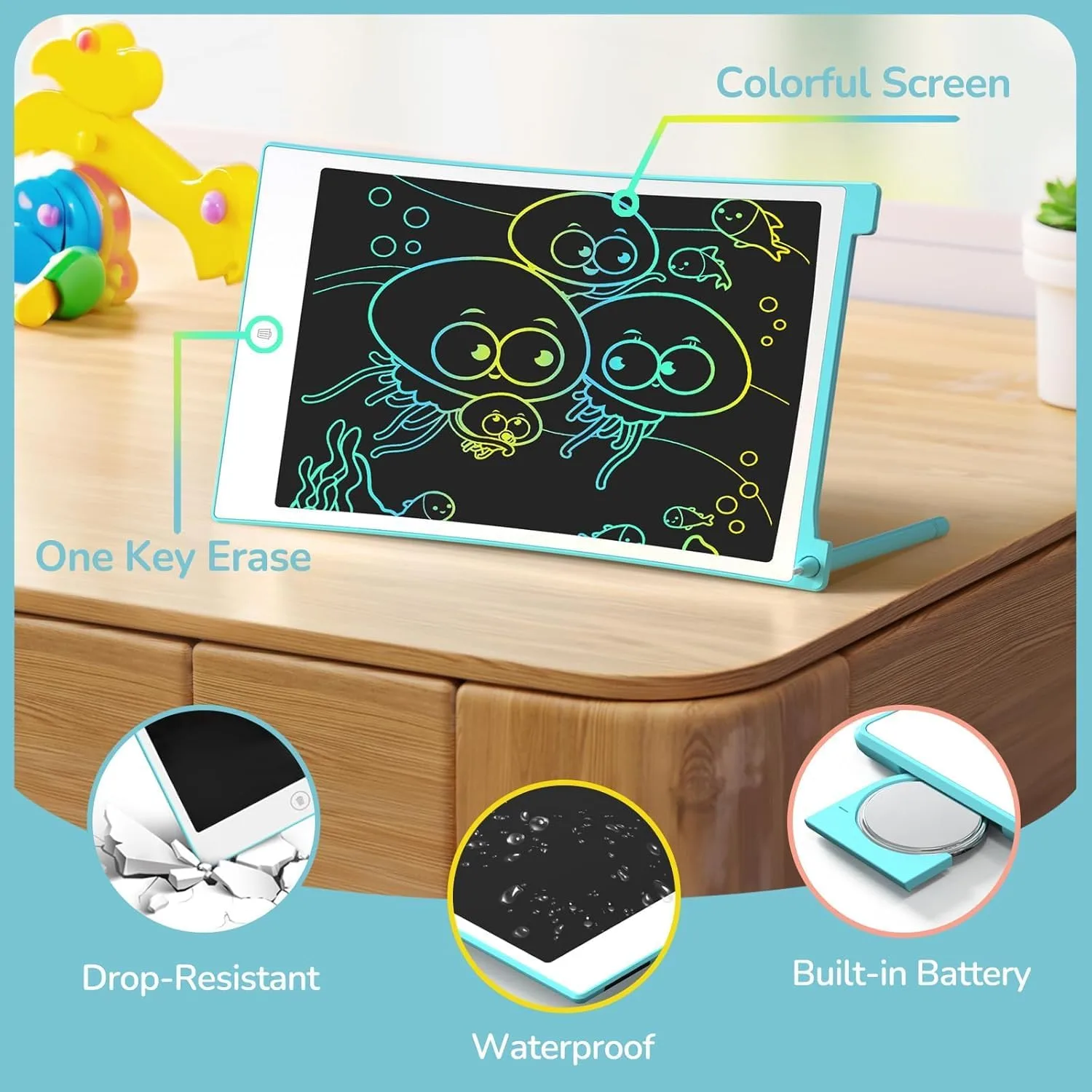 TECJOE 4 Pack LCD Writing Tablet for Kids, 8.5 Inch Toddlers Drawing Tablet