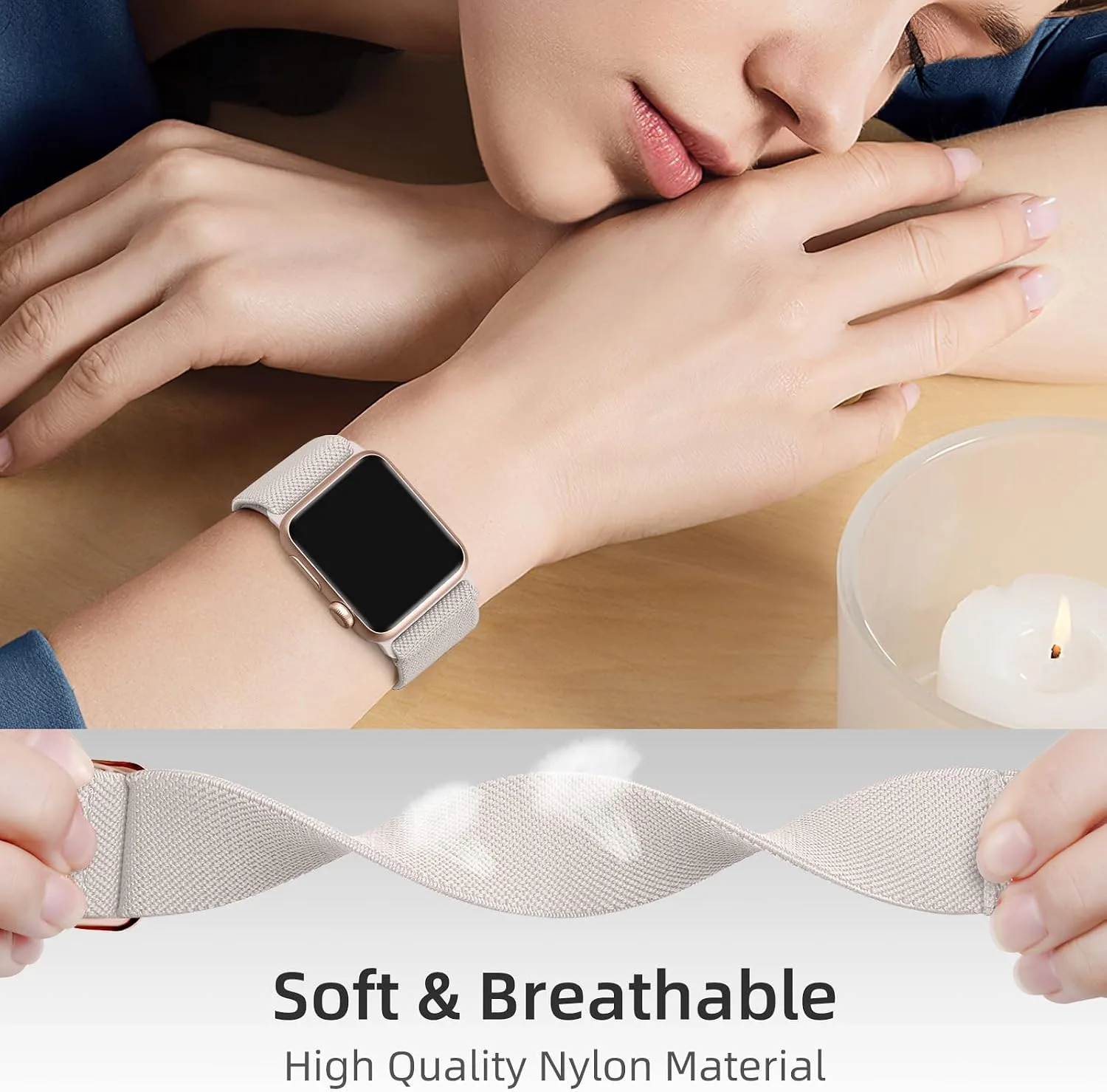 DaQin 3 Pack Stretchy Solo Loop Compatible with Apple Watch Bands Men Women