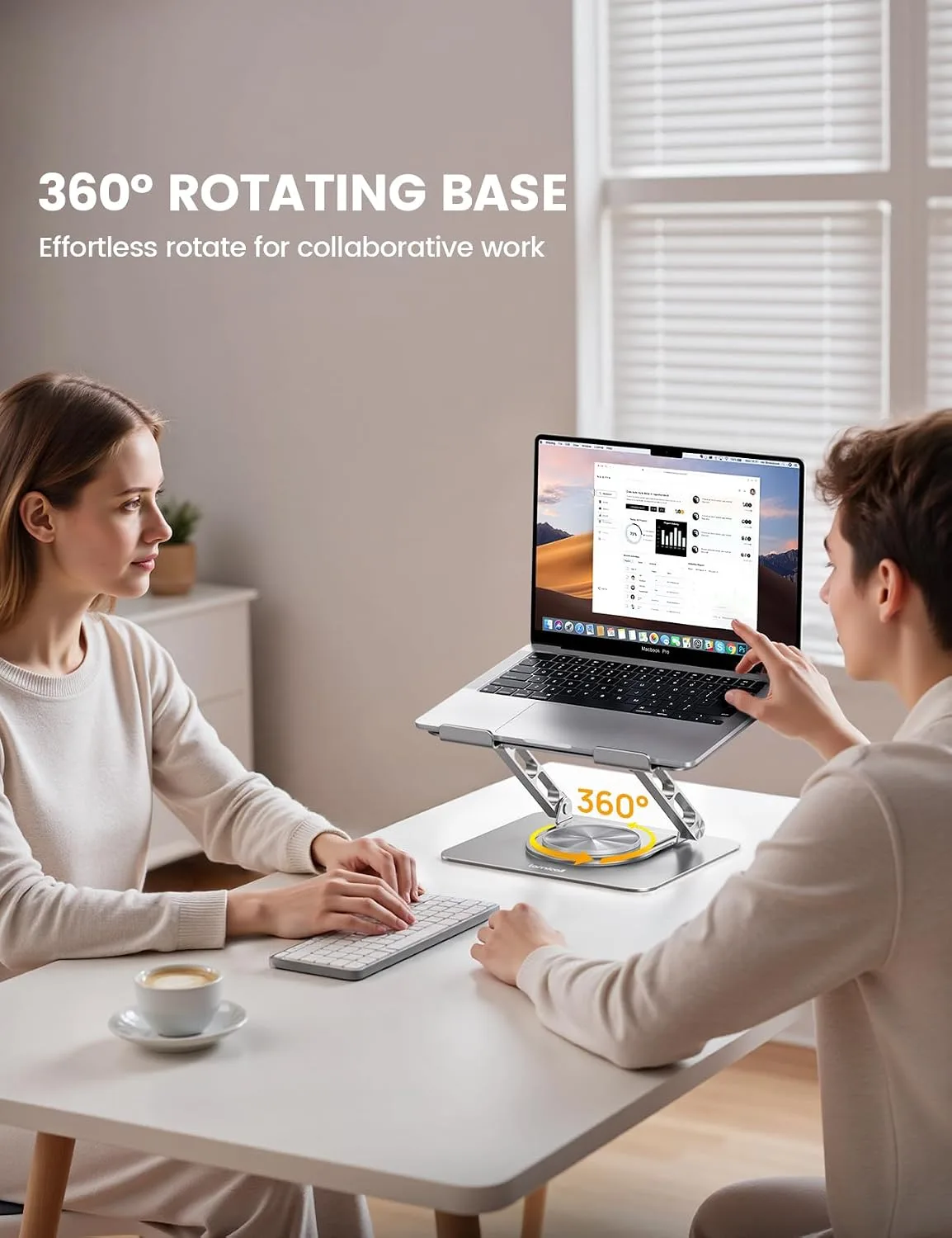 Lamicall Adjustable Laptop Stand for Desk 360° Rotating Base for 10-17.3''