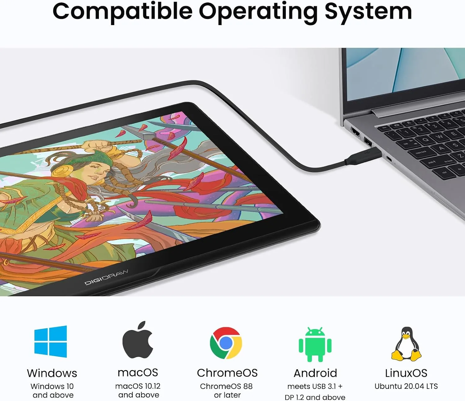 DIGIDRAW Turing 14 Drawing Tablet with Screen, 13.3" 2.5K Pen Display