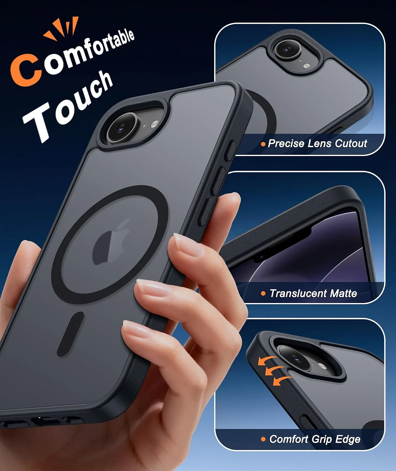 FNTCASE for iPhone 17e / 16e Case Fit for MagSafe Black