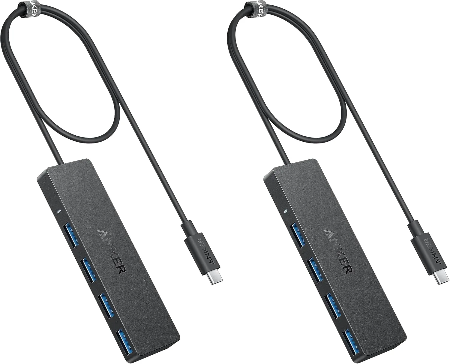 Anker 4-Port USB 3.0 Hub with 5Gbps Data Transfer, Ultra-Slim USB-C Connector Hub, for MacBook, iMac, Surface, Mobile HDD, and More (2 ft USB-C Connector, Charging Not Supported) (Pack of 2)