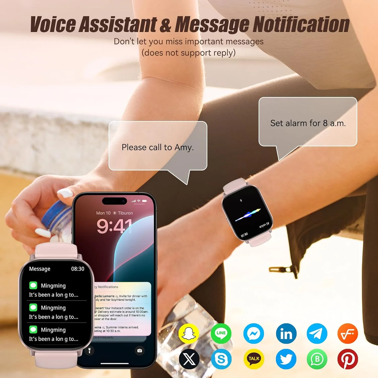 Smart Watch for Men Women, 2.01" HD Fitness Tracker with Heart Rate and Sleep Monitor, Bluetooth Calls & Notifications, 120+ Sport Modes, IP67 Waterproof, Compatible with Android & iOS, Pink