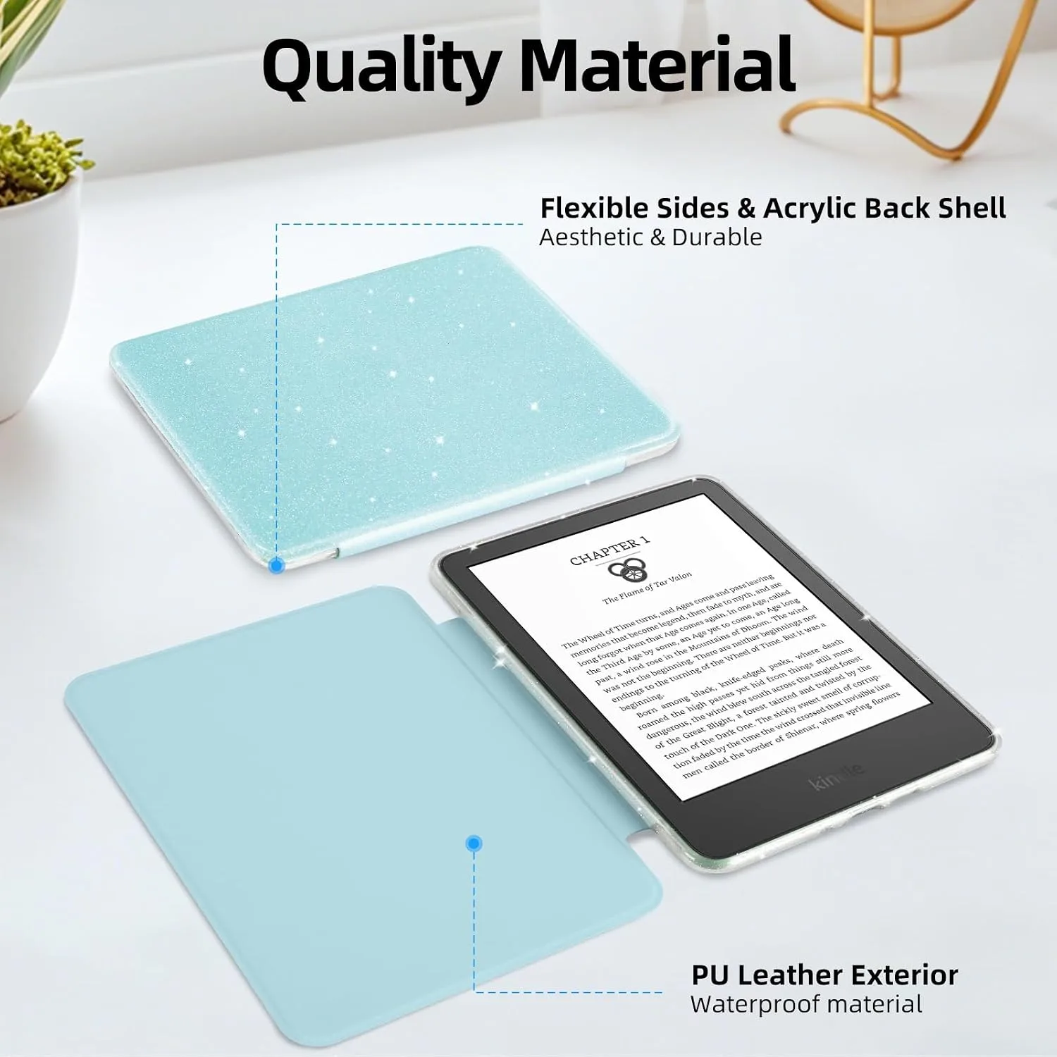 Glitter Case for 6" Kindle Basic 11th Gen 2024/2022,Glitter Blue