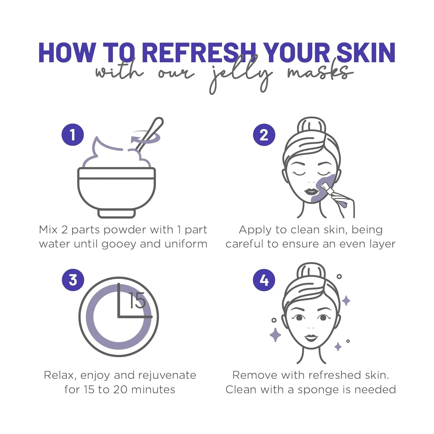 BRÜUN Jelly Mask Jar Blue Lavender Peel-Off Face Care Rubber Mask | 23 fl oz Skin Care Moisturizing Gel Mask Jar Spa Set