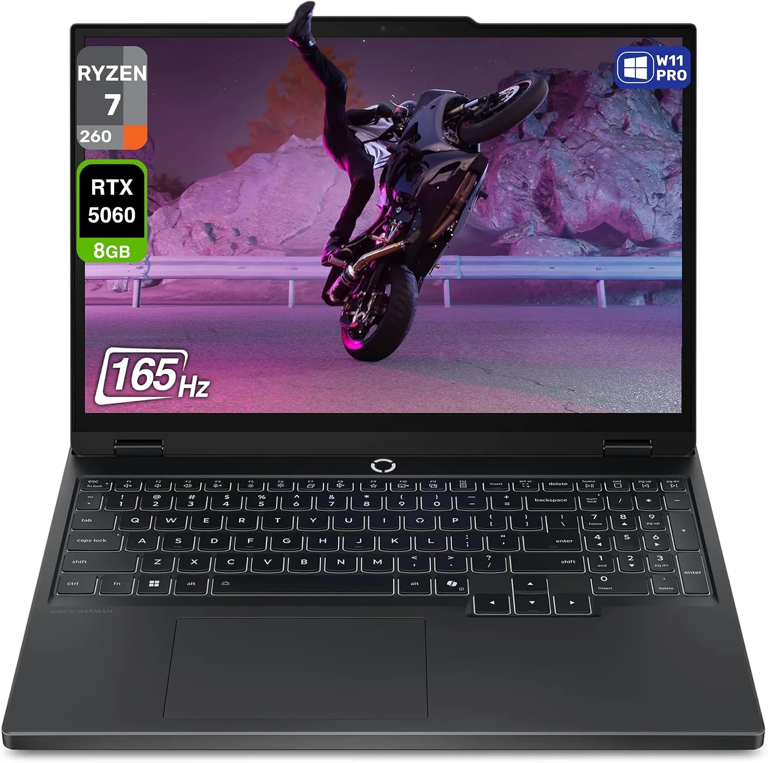 Lenovo Legion 5 Gen 10 Gaming Laptop, AMD Ryzen 7-260, 32 GB DDR5 RAM, 2 TB PCIe SSD, 15.1" WQXGA (2560x1600) Display, Nvidia G-Force RTX 5060, 24-Zone RGB Backlit Keyboard, W11 Pro, Eclipse Black